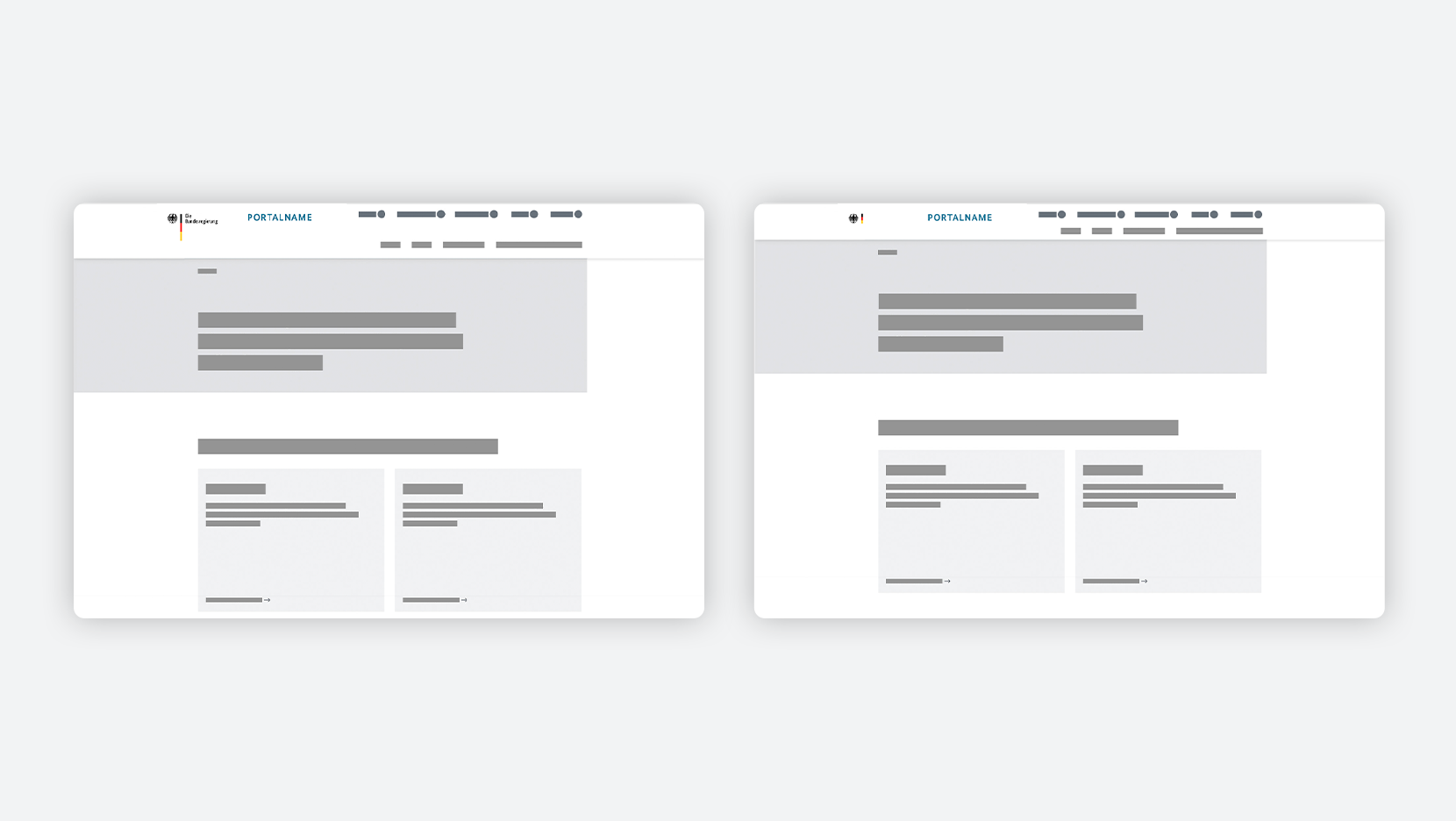 Beispiel Webanwendung, Produktkennzeichnung mit originärer Bildwortmarke (links) und Minimalversion der Bildwortmarke (rechts). 