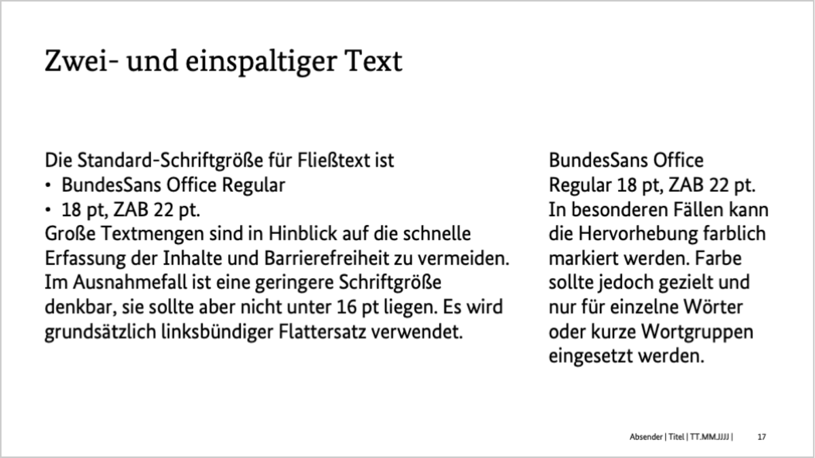 Links 2-spaltiger Textblock, daneben einspaltiger Textblock.