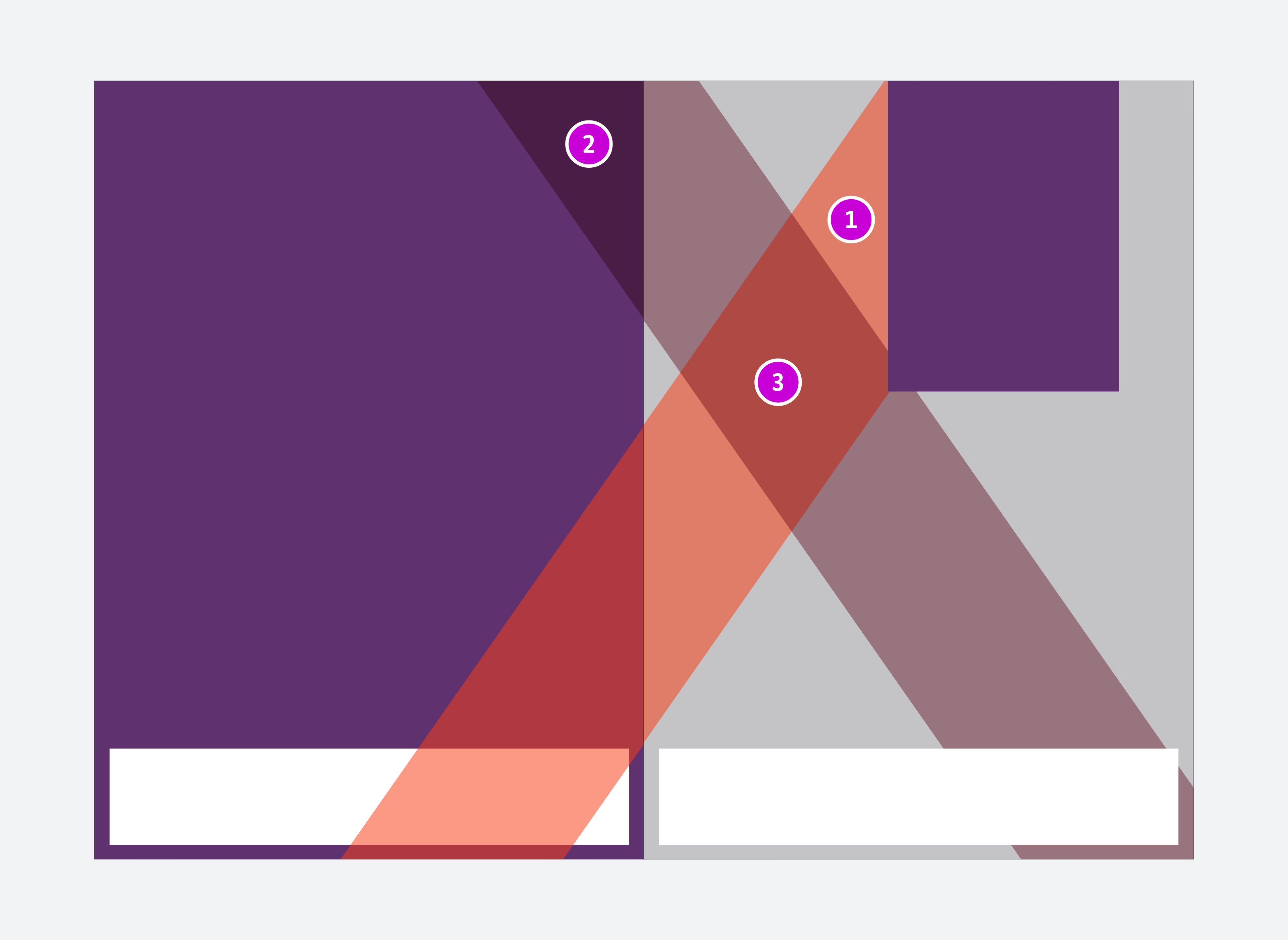 Beispielhafter Umschlag mit Banderole in den Farben Violett, Dunkelrot und Orange